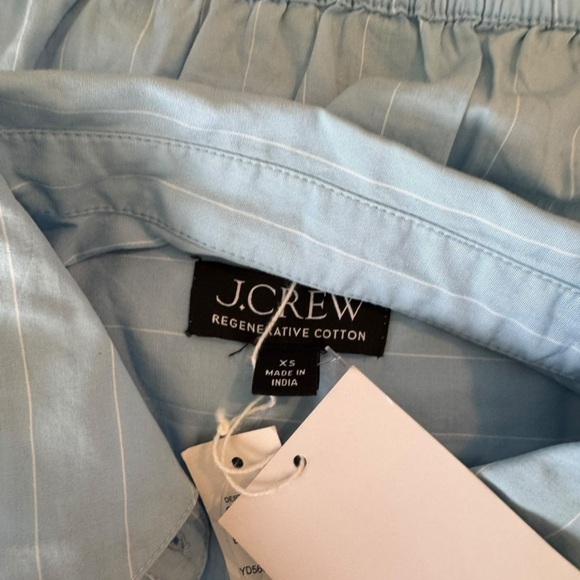 J. Crew - NWT Cropped Fitted Waist Button Down Stripped Shirt Blouse Sz Xs - Picture 8 of 10